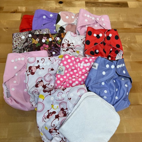 Alva Baby Other - 13 Alva Baby Cloth Diaper Bundles One Size Multicolor Reusable Snaps